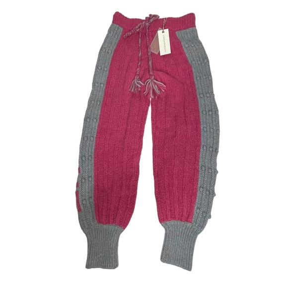 NWT Loveshackfancy Landana Pink/Gray Jogger Knit Sweater Pants s - Picture 8 of 15